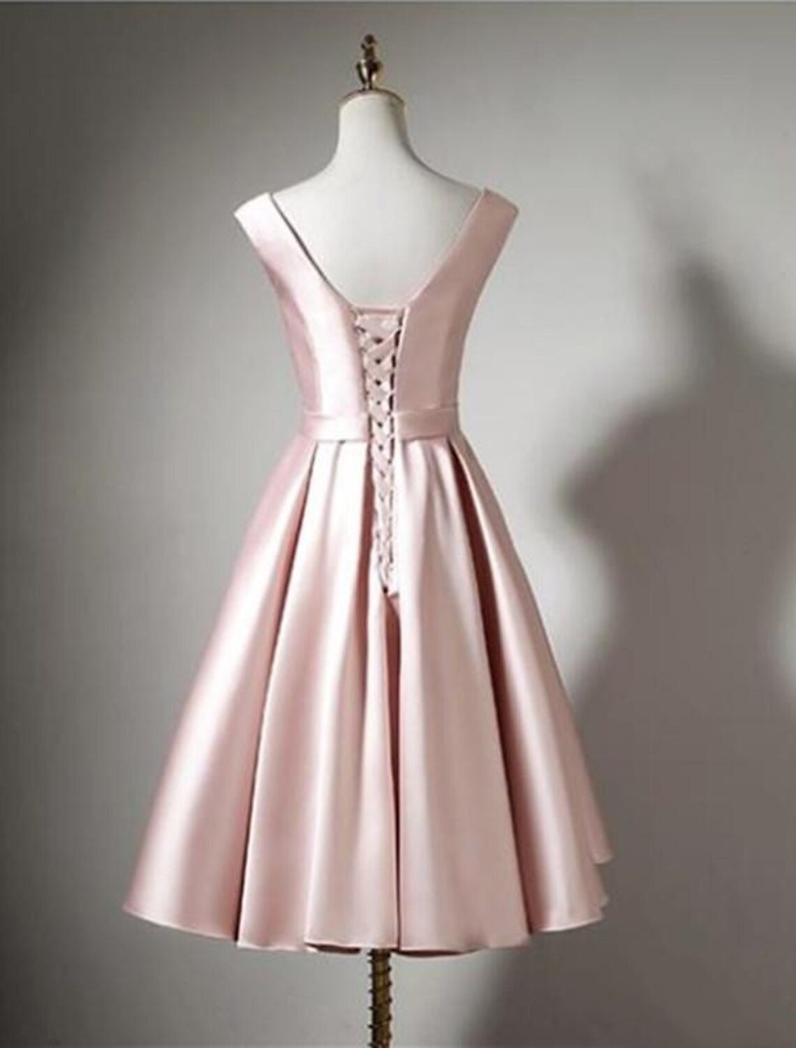 Wholesale  A-Line Bridesmaid Dress Off Shoulder Sleeveless Elegant Tea Length Satin with Bow(s) / Pleats