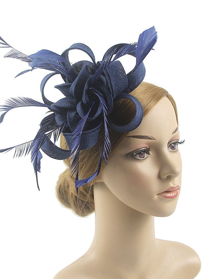 Wholesale Fascinators Kentucky Derby Hat Headwear Organza Polyester / Polyamide Fedora Hat Veil Hat Tea Party Horse Race Ladies Day Vintage Style Vintage Elegant With Feather Appliques Headpiece