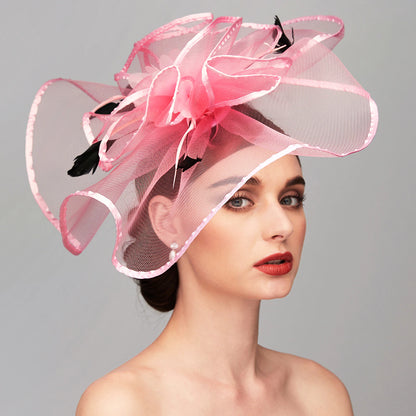 Wholesale Elegant & Luxurious Feather Linen Rayon Kentucky Derby Hat Fascinators Headpiece with Feather Floral Flower 1PC Melbourne Cup Wedding Horse Race Ladies Day Headpiece