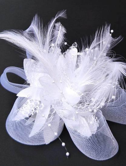 Wholesale Elegant Feather Net Fascinators Hats with Feathers Fur Floral 1PC Special Occasion Kentucky Derby Horse Race Ladies Day Headpiece