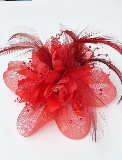 Wholesale Elegant Feather Net Fascinators Hats with Feathers Fur Floral 1PC Special Occasion Kentucky Derby Horse Race Ladies Day Headpiece