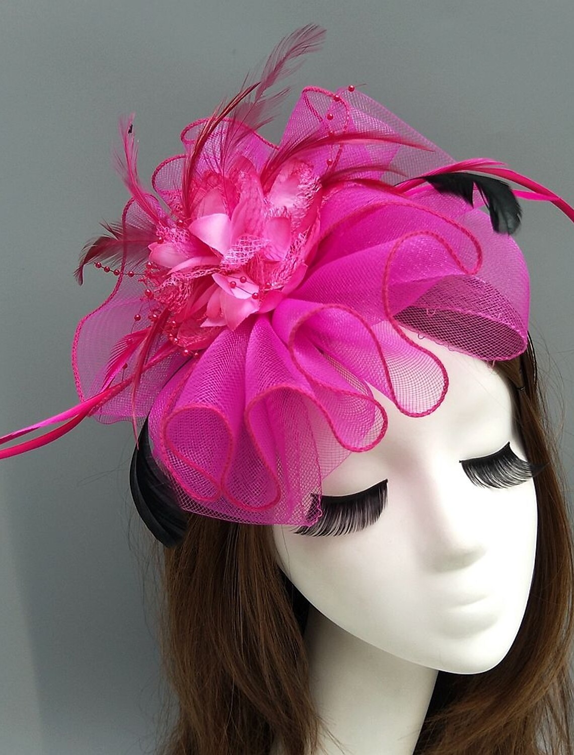 Wholesale Feather / Net Fascinators Kentucky Derby Hat/ Headpiece with Feather / Floral / Flower 1PC Wedding / Special Occasion / Tea Party Headpiece