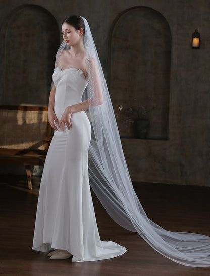 Wholesale One-tier Luxury / Classic & Timeless Wedding Veil Cathedral Veils with Sparkling Glitter Tulle