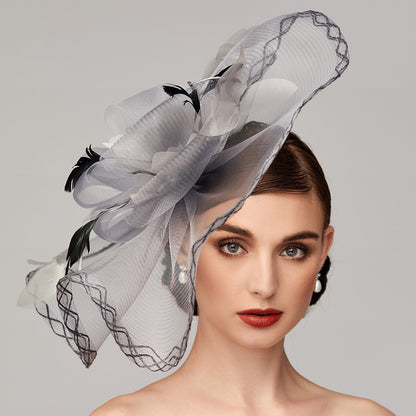 Wholesale Flowers Feather Net Kentucky Derby Hat Fascinators Headpiece with Feather Floral 1PC Horse Race Ladies Day Melbourne Cup Headpiece