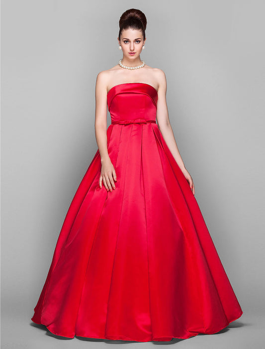 Wholesale Ball Gown Elegant Dress Quinceanera Prom Floor Length Sleeveless Strapless Satin with Bow(s)