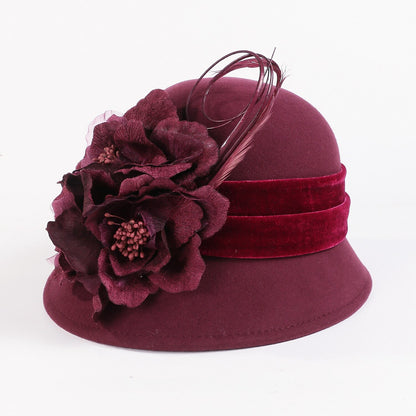 Wholesale Fashion Wool Ladies Party /Casual / Outdoor Hat With Floral (more color)