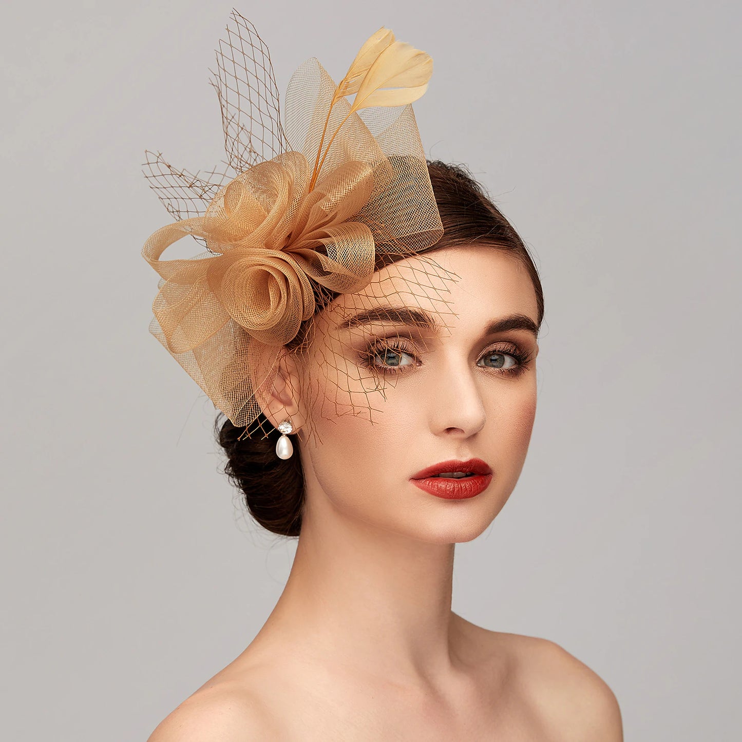 Wholesale Elegant Net Mesh Tulle Fascinator Hats Headpiece Clip Headband with Bow(s) Feather Flower Floral 1PC Kentucky Derby Wedding Tea Party Horse Race Cocktail Vintage for Women