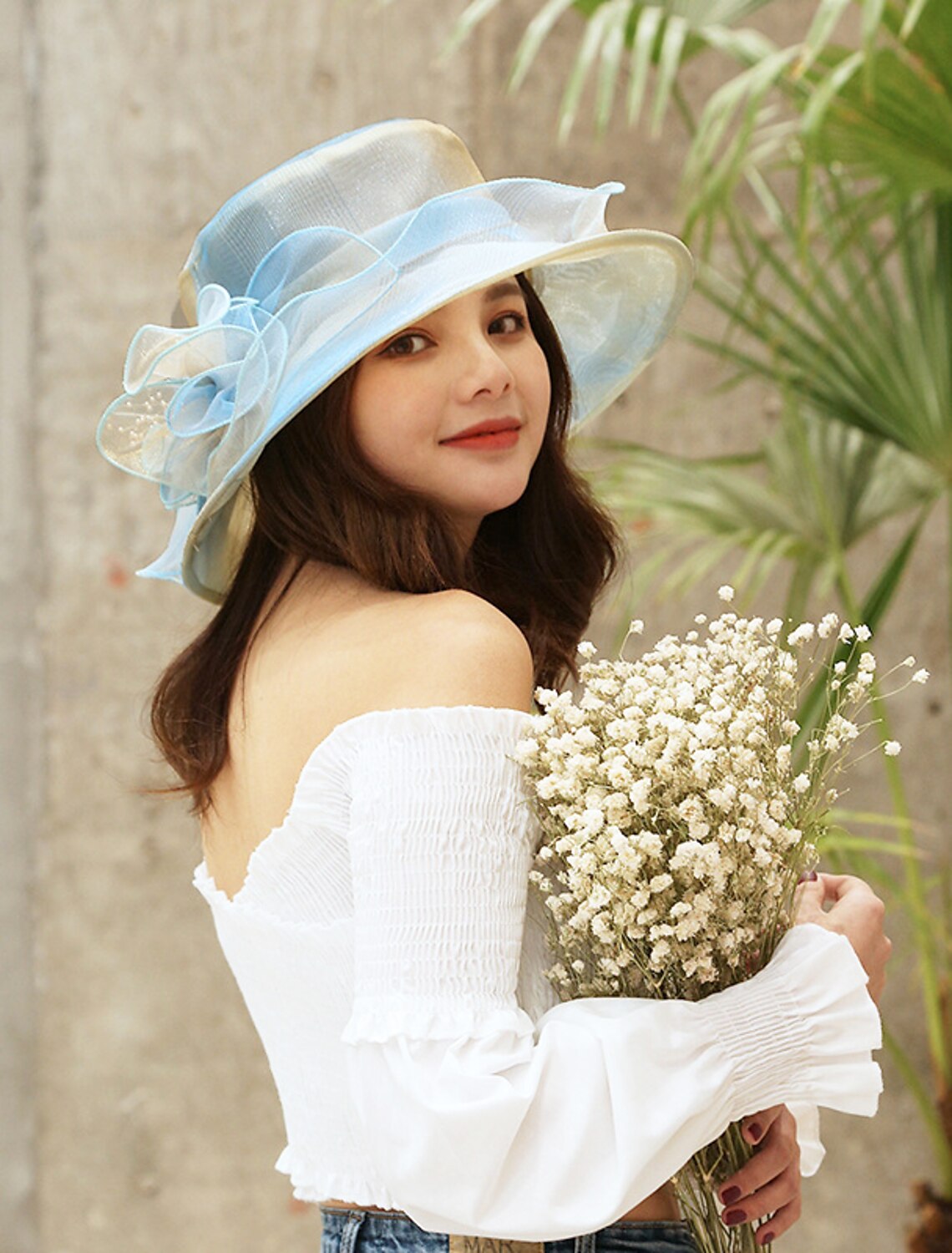 Wholesale Hats Organza Sun Hat Wedding Kentucky Derby Classic Style Elegant With Appliques Color Block Headpiece Headwear