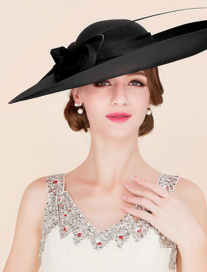 Wholesale Party Hats Double Layer Cloth Bowler / Cloche Hat Sinamay Hat Kentucky Derby Horse Race Ladies Day Melbourne Cup Luxury Vintage With Bowknot Headpiece Headwear