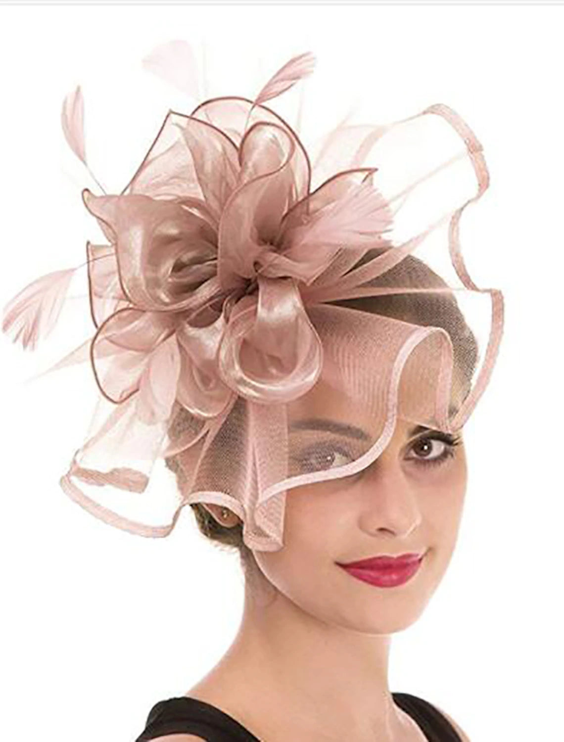 Wholesale Fascinators Kentucky Derby Hat Headwear Organza Fedora Hat Veil Hat Holiday Cocktail Retro Elegant With Feather Pure Color Headpiece Headwear