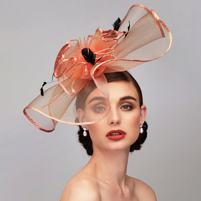 Wholesale Elegant & Luxurious Feather Linen Rayon Kentucky Derby Hat Fascinators Headpiece with Feather Floral Flower 1PC Melbourne Cup Wedding Horse Race Ladies Day Headpiece