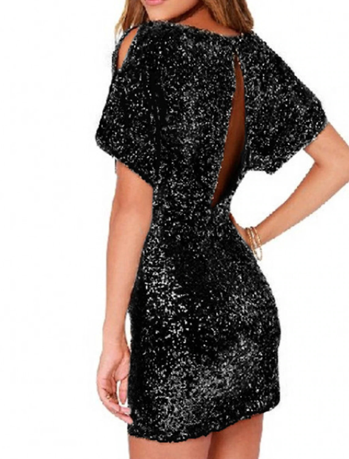 Wholesale Women's Gold Sequin Dress Gold Dress Party Dress Sparkly Dress Homecoming Dress Mini Dress Silver Black Short Sleeve Summer Spring Crew Neck Fashion Summer Dress Spring Dress