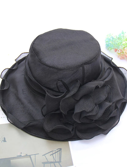 Wholesale Hats Organza Sun Hat Tea Party Kentucky Derby Melbourne Cup Wedding With Appliques Headpiece Headwear