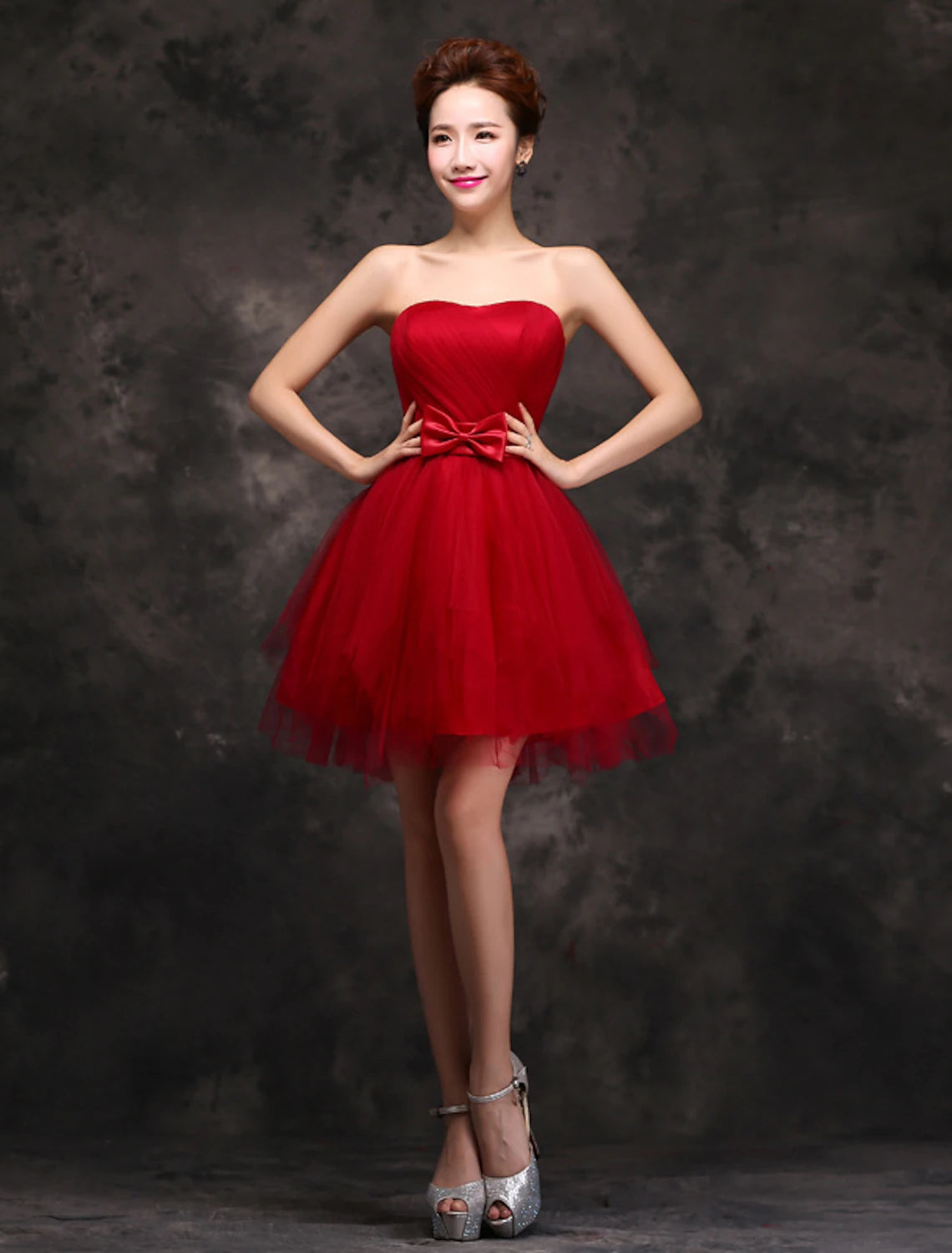 Wholesale Ball Gown Cocktail Dresses Vintage Dress Homecoming Party Wear Short / Mini Sleeveless Sweetheart Tulle with Bow(s) Ruffles