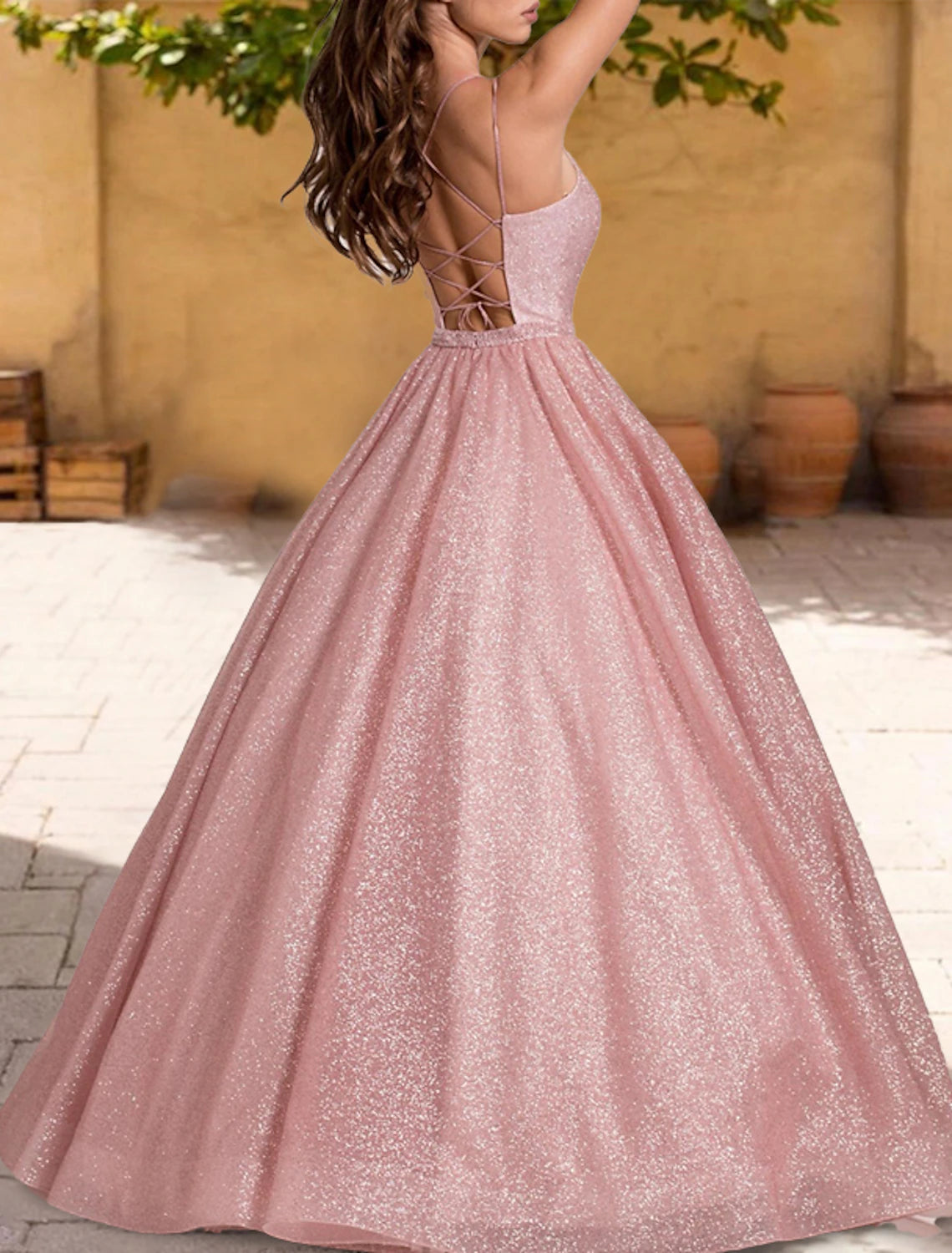 Wholesale Ball Gown Quinceanera Dresses Sparkle & Shine Dress Sweet 16 Birthday Floor Length Sleeveless Spaghetti Strap Tulle with Glitter Criss Cross Pleats