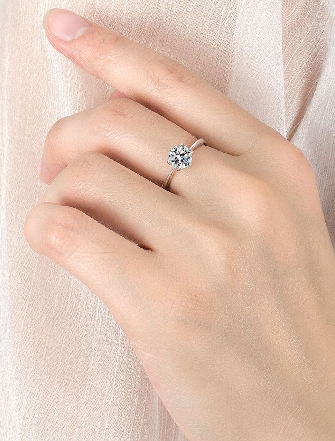 Wholesale Ring Wedding Geometrical Silver Rhinestone S925 Sterling Silver Stylish Simple Luxury 1PC