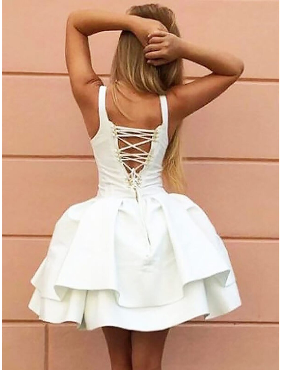 Wholesale A-Line Homecoming Dresses Backless Dress Holiday Graduation Short / Mini Sleeveless Spaghetti Strap Stretch Fabric with Pleats