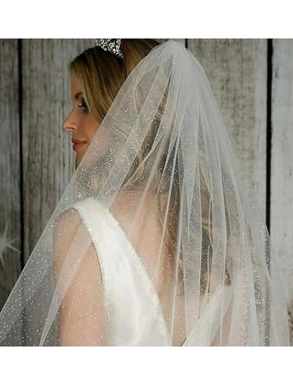 Wholesale One-tier Sparkle & Shine / Hyperbole Wedding Veil Cathedral Veils with Sequin 110.24 in (280cm) Tulle