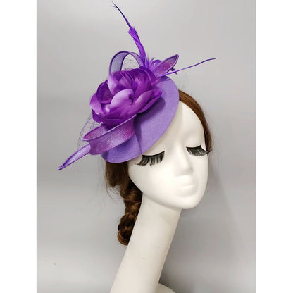 Wholesale Fascinators Kentucky Derby Hat Headwear Headpiece Feathers Net Veil Hat Fall Wedding Ladies Day Cocktail Royal Astcot With Cap Floral Headpiece Headwear