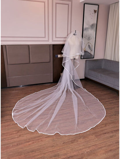 Wholesale Two-tier Vintage / Sweet Wedding Veil Cathedral Veils with Tier 137.8 in (350cm) Tulle