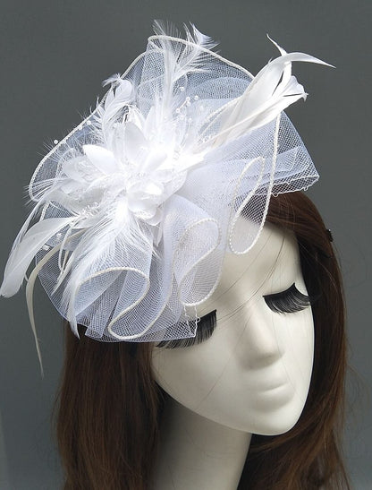 Wholesale Feather / Net Fascinators Kentucky Derby Hat/ Headpiece with Feather / Floral / Flower 1PC Wedding / Special Occasion / Tea Party Headpiece