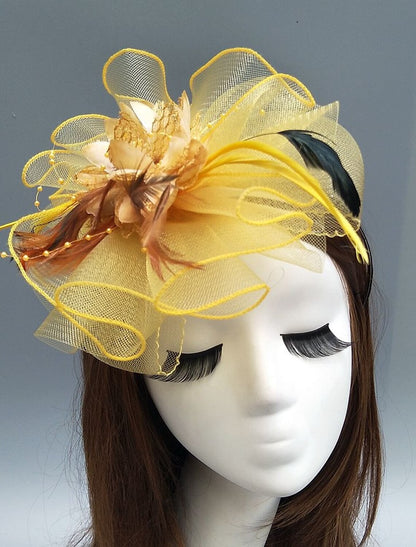 Wholesale Feather / Net Fascinators Kentucky Derby Hat/ Headpiece with Feather / Floral / Flower 1PC Wedding / Special Occasion / Tea Party Headpiece