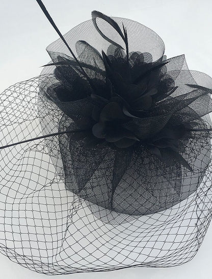 Wholesale Tulle / Feather / Net Fascinators Kentucky Derby Hat / Headwear / Birdcage Veils with Floral 1PC Wedding / Special Occasion / Casual Headpiece