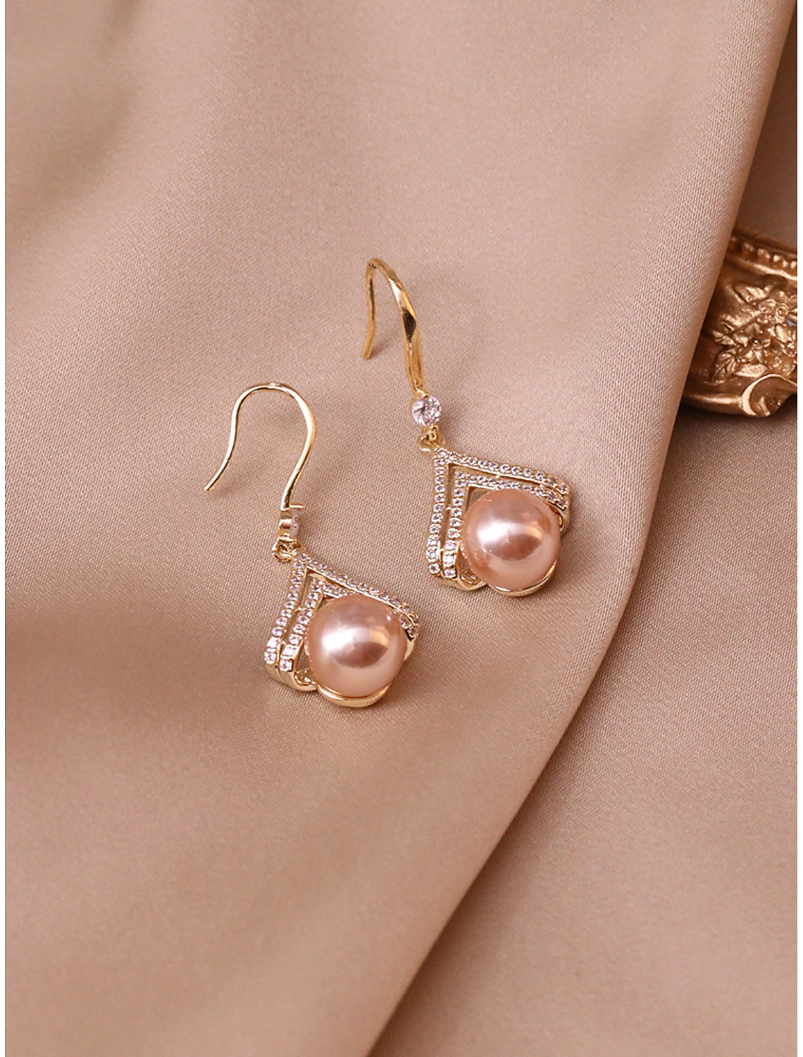 Wholesale Women's Pearl Stud Earrings Fine Jewelry Classic Precious Cute Stylish Earrings Jewelry Rose Gold For Gift Festival 1 Pair