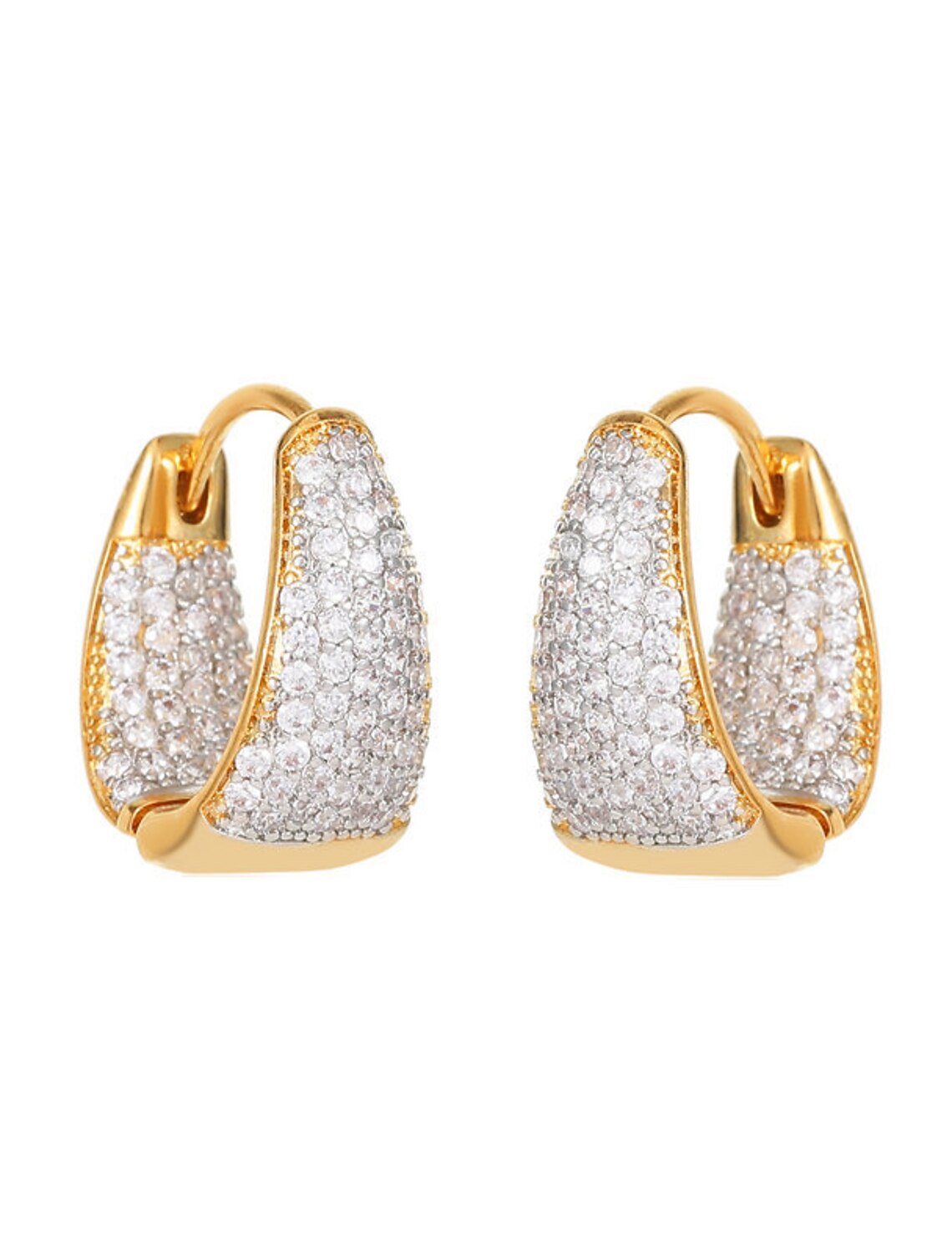 Wholesale Women's Zircon Hoop Earrings Fine Jewelry Classic Drop Precious Stylish Simple Earrings Jewelry Gold For Gift Festival 1 Pair