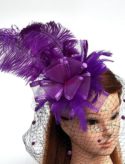 Wholesale Tulle / Feather / Net Fascinators / Hats / Birdcage Veils with 1 Piece Wedding / Special Occasion / Horse Race Headpiece