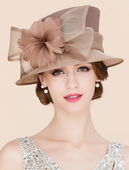 Wholesale Vintage Style Elegant & Luxurious Organza Hats with Bowknot / Feathers / Fur / Flower 1PC Kentucky Derby / Horse Race / Ladies Day Headpiece