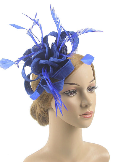 Wholesale Fascinators Kentucky Derby Hat Headwear Organza Polyester / Polyamide Fedora Hat Veil Hat Tea Party Horse Race Ladies Day Vintage Style Vintage Elegant With Feather Appliques Headpiece