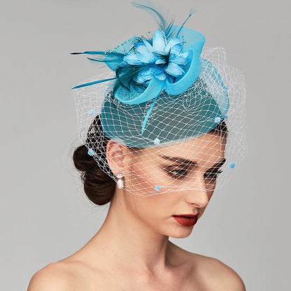 Wholesale Elegant Fascinators Hats Linen Net Mesh Headpiece Kentucky Derby Hat with Clip Headband Feather Floral Flower Mesh Net Wedding Evening Party Horse Race Ladies Day Headpiece Headwear