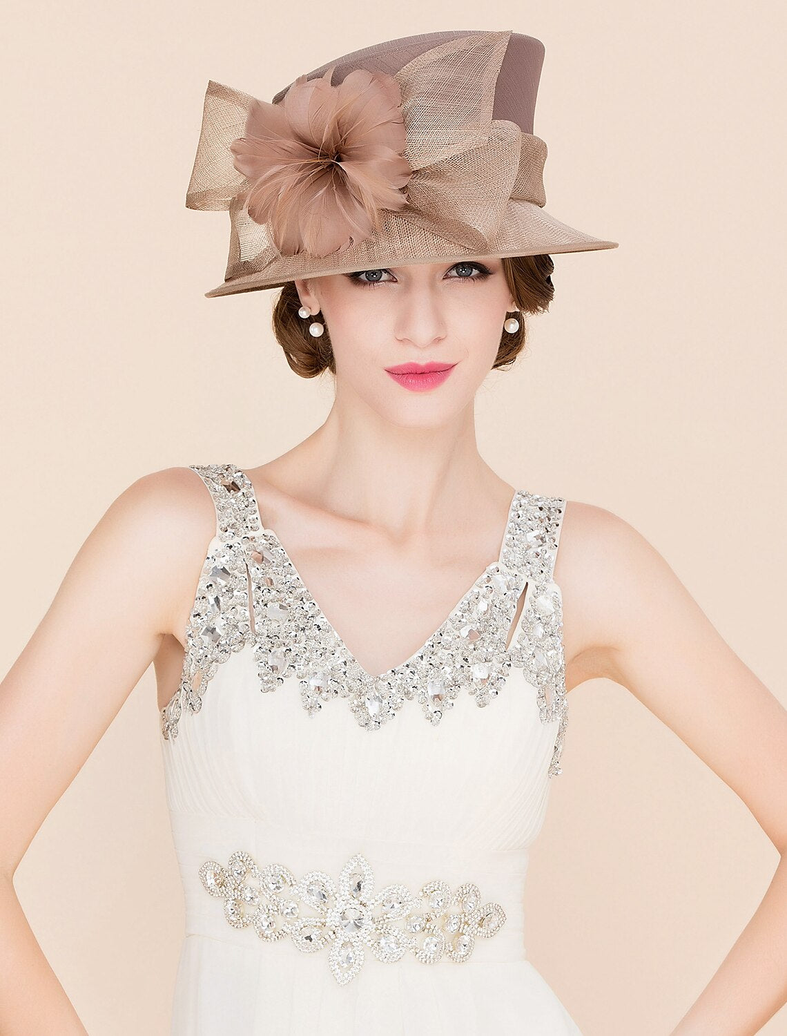 Wholesale Vintage Style Elegant & Luxurious Organza Hats with Bowknot / Feathers / Fur / Flower 1PC Kentucky Derby / Horse Race / Ladies Day Headpiece