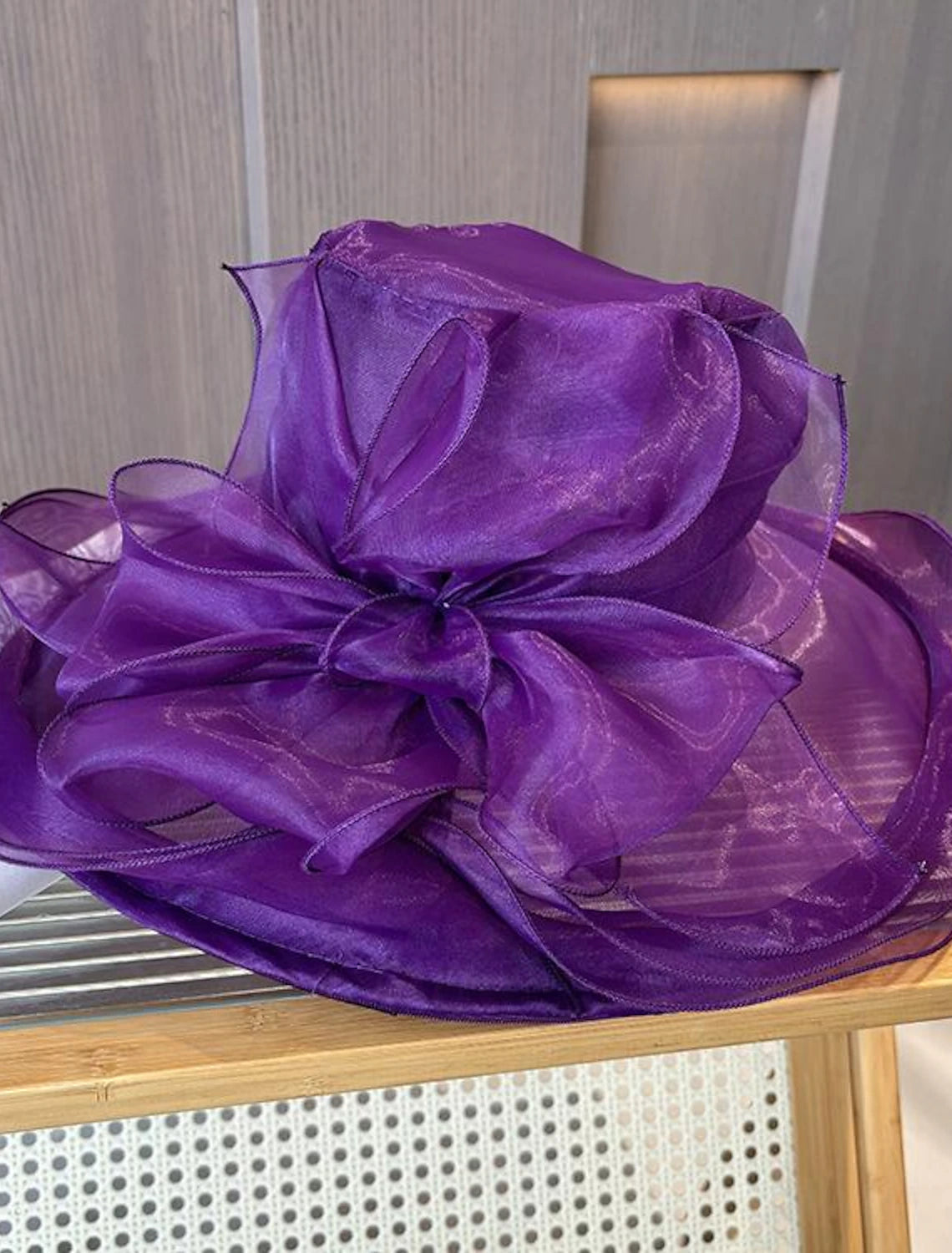 Wholesale Fascinators Hats Headwear Organza Bucket Hat Floppy Hat Sun Hat Casual Holiday Elegant Vintage With Flower Pure Color Headpiece Headwear