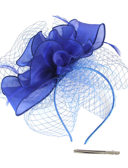 Wholesale Fascinators Kentucky Derby Hat Organza Polyester / Polyamide Fedora Hat Floppy Hat Veil Hat Tea Party Horse Race Ladies Day Vintage Vintage Style Elegant With Feather Appliques