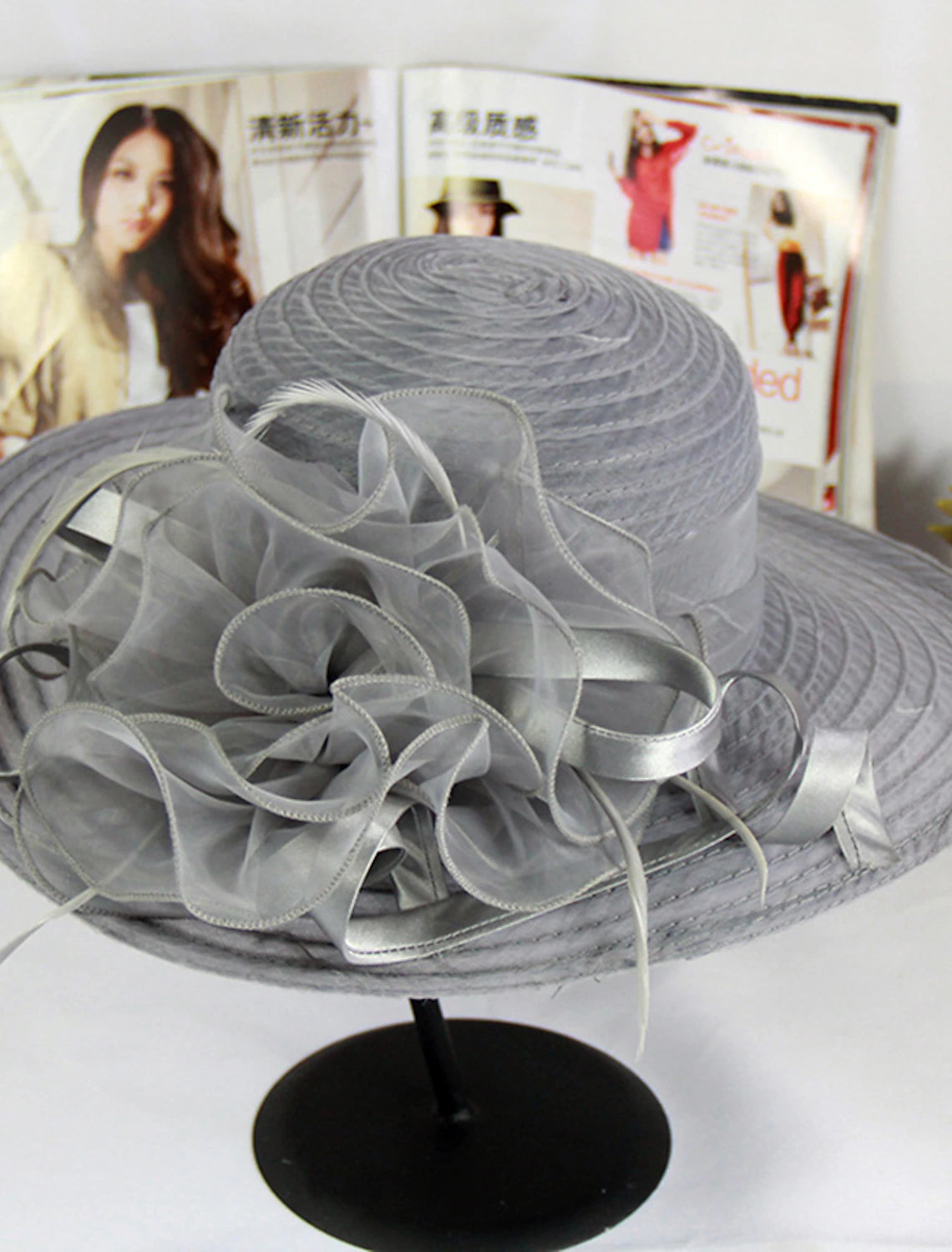 Wholesale Hats Headwear Straw Hats Tulle Straw Bucket Hat Straw Hat Sun Hat Casual Holiday Melbourne Cup Cocktail Royal Astcot Vintage Style Elegant Beach With Appliques Flower Headpiece Headwear