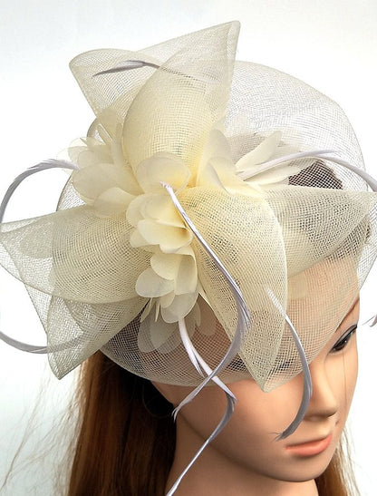 Wholesale Tulle / Feather / Net Fascinators Kentucky Derby Hat/ Headwear with Floral 1PC Wedding / Special Occasion / Horse Race Headpiece