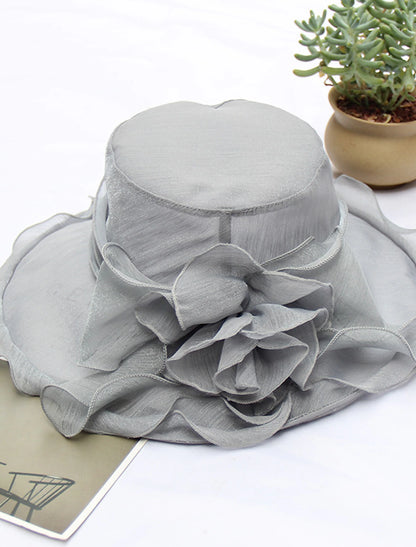 Wholesale Hats Organza Sun Hat Tea Party Kentucky Derby Melbourne Cup Wedding With Appliques Headpiece Headwear