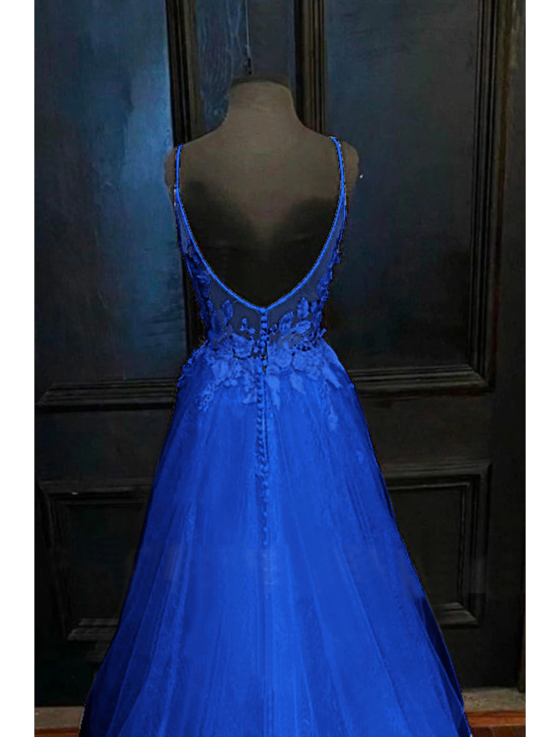 Wholesale A-Line Prom Dresses Open Back Dress Formal Prom Court Train Sleeveless V Neck Tulle Backless V Back with Beading Appliques