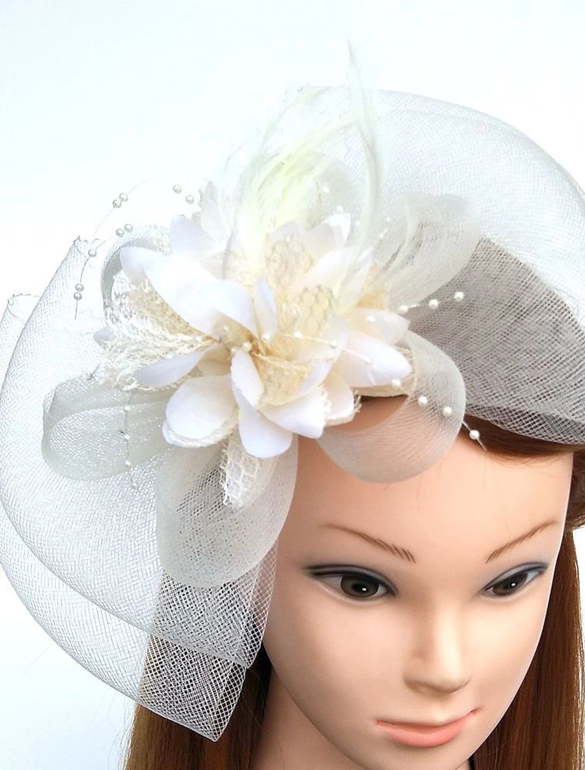 Wholesale Feather / Net Fascinators / Flowers / Hats with Floral 1PC Wedding / Special Occasion / Horse Race Headpiece