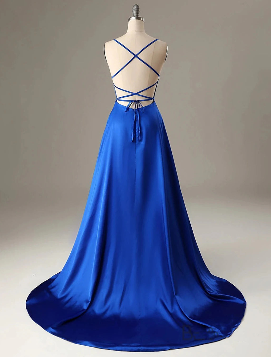 Wholesale A-Line Evening Gown Sexy Dress Formal Wedding Guest Sweep / Brush Train Sleeveless Spaghetti Strap Charmeuse