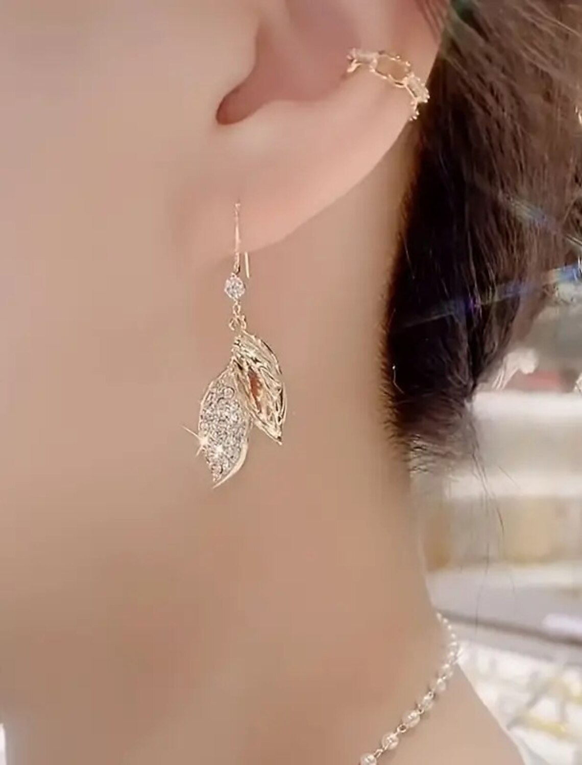 Wholesale Women‘ Drop Earring Fine Jewelry Claic Leaf tylih imple Earring Jewelry Gold For Fall Wedding Party 1 Pair