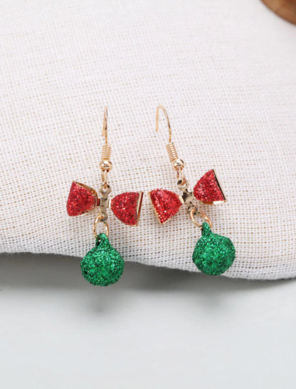 Wholesale Xmas Women‘s Drop Earrings Fine Jewelry Classic Bowknot Bell Personalized Stylish Earrings Jewelry Green For Christmas Festival 1 Pair