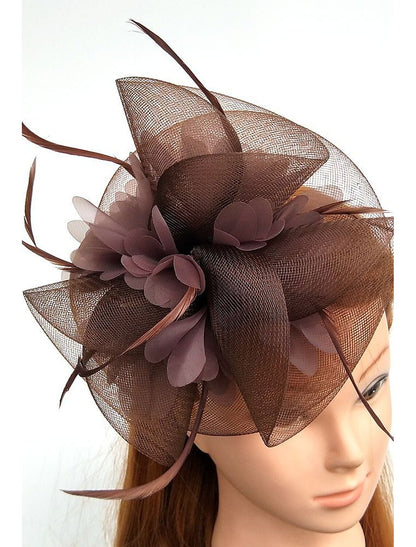 Wholesale Tulle / Feather / Net Fascinators Kentucky Derby Hat/ Headwear with Floral 1PC Wedding / Special Occasion / Horse Race Headpiece